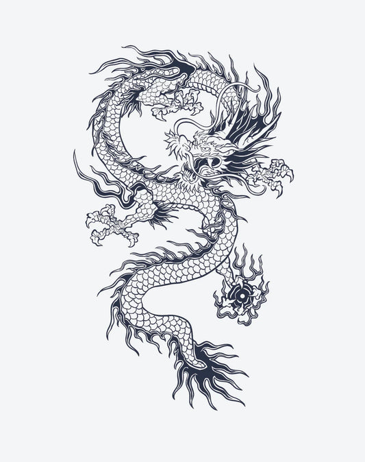 Traditional Japanese Dragon v2 Half Arm Semi Permanent Tattoos