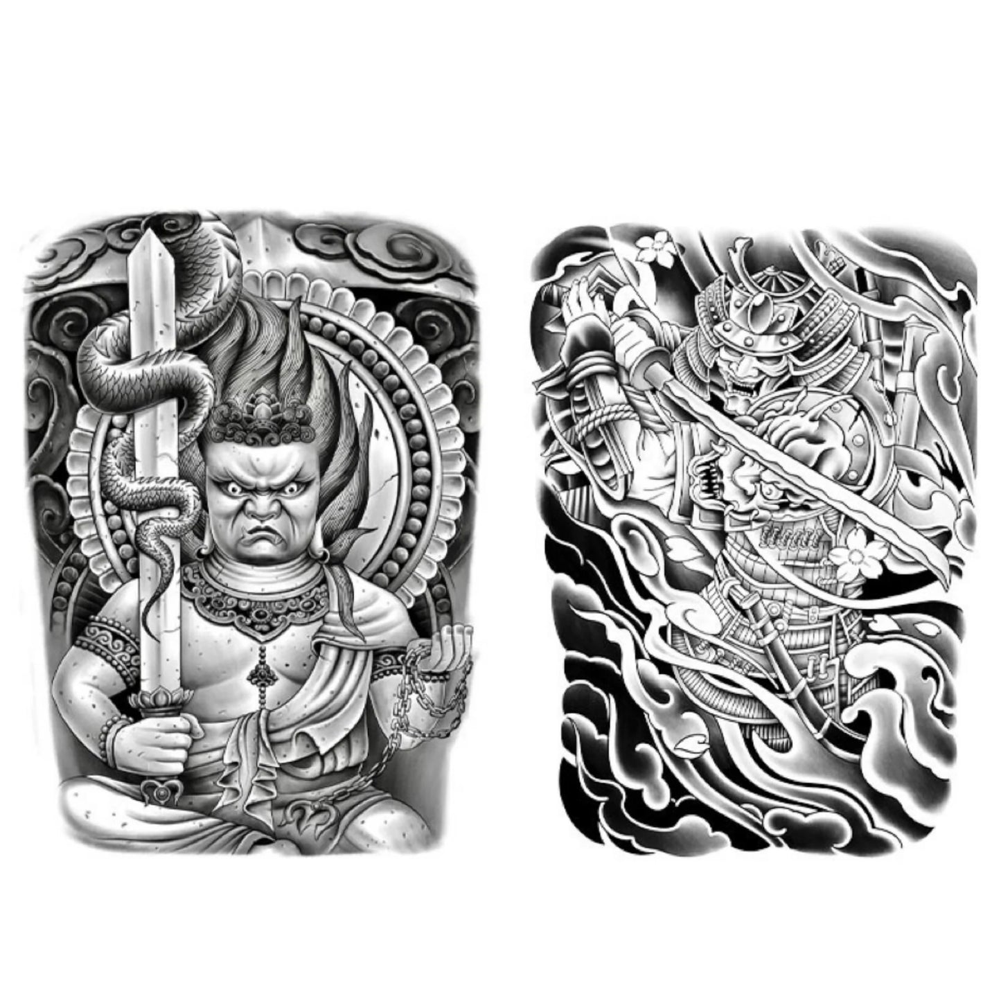 2 Sheets Swordsman Samurai Half Arm Semi Permanent Tattoos Regular price