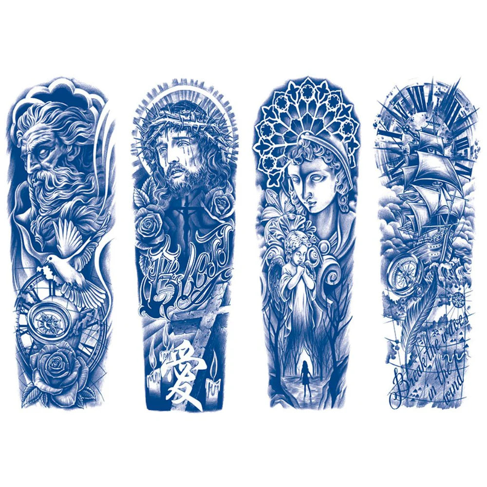 Angel Viking Semi Permanent Sleeve Tattoos