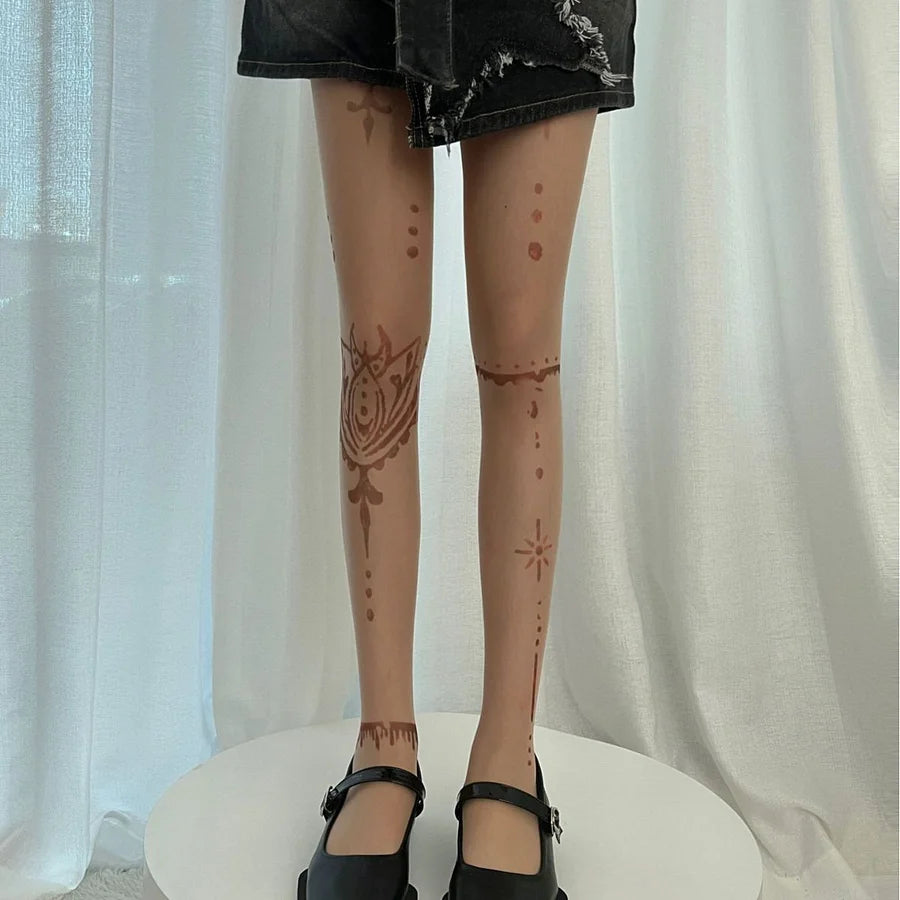 2 Pieces Tattoo Stockings Ultra Light High Elasticity Seamless Tattoo Pantyhose