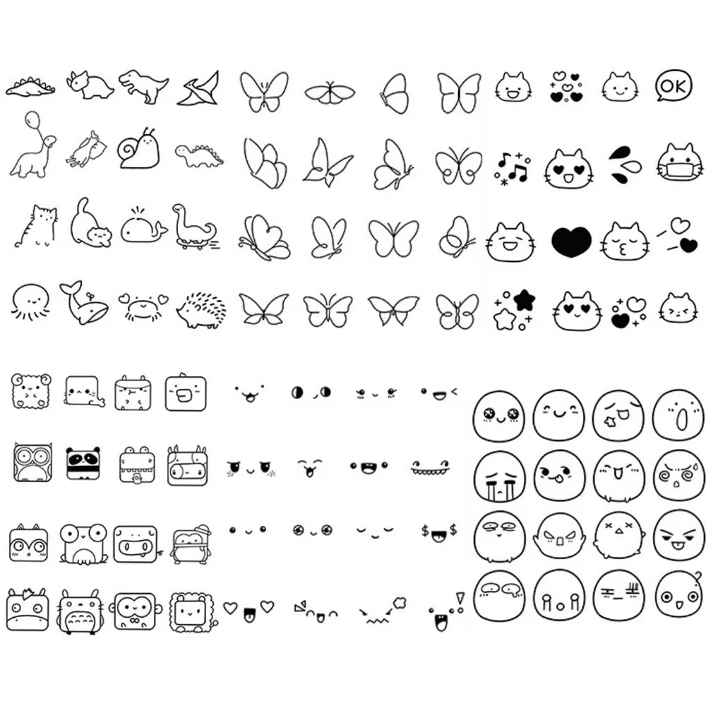 6 Sheets Animal Butterfly Emoji Cute Small Finger Face Semi Permanent Tattoos