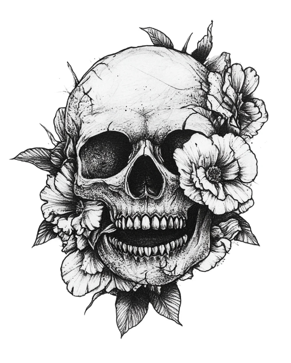 Floral Skull Life and Death