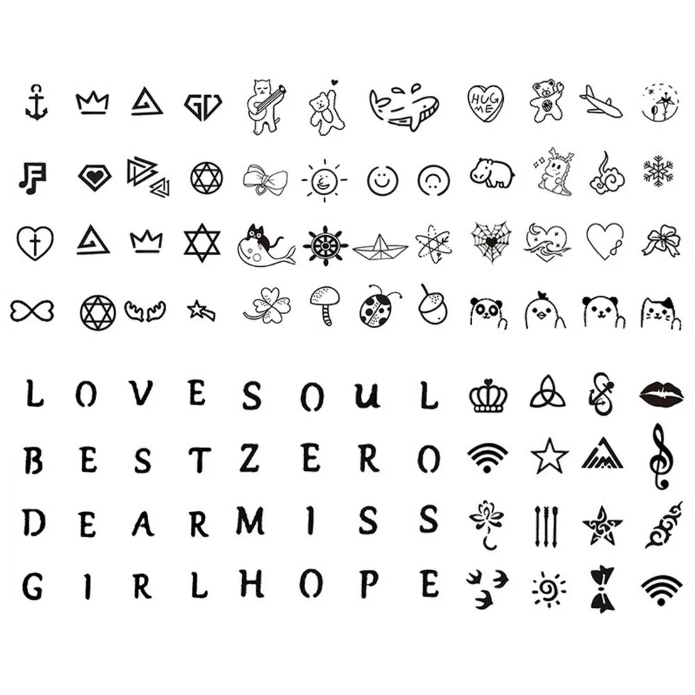 6 Sheets Words Cute Emoji Small Finger Face Semi Permanent Tattoos