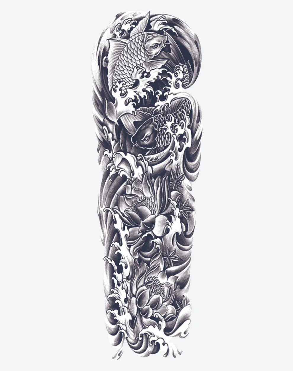 1 Sheet Japanese Koi Full Arm Semi Permanent Tattoos