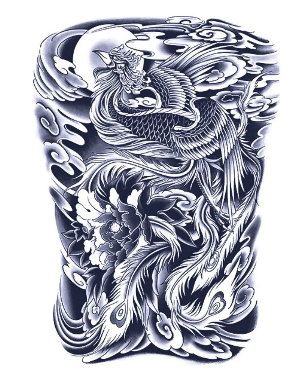 Phoenix Rebirth Full Back Semi Permanent Tattoos