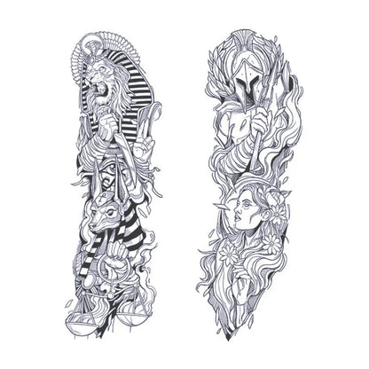 2 Sheets Egypt Viking Semi Permanent Sleeve Tattoos
