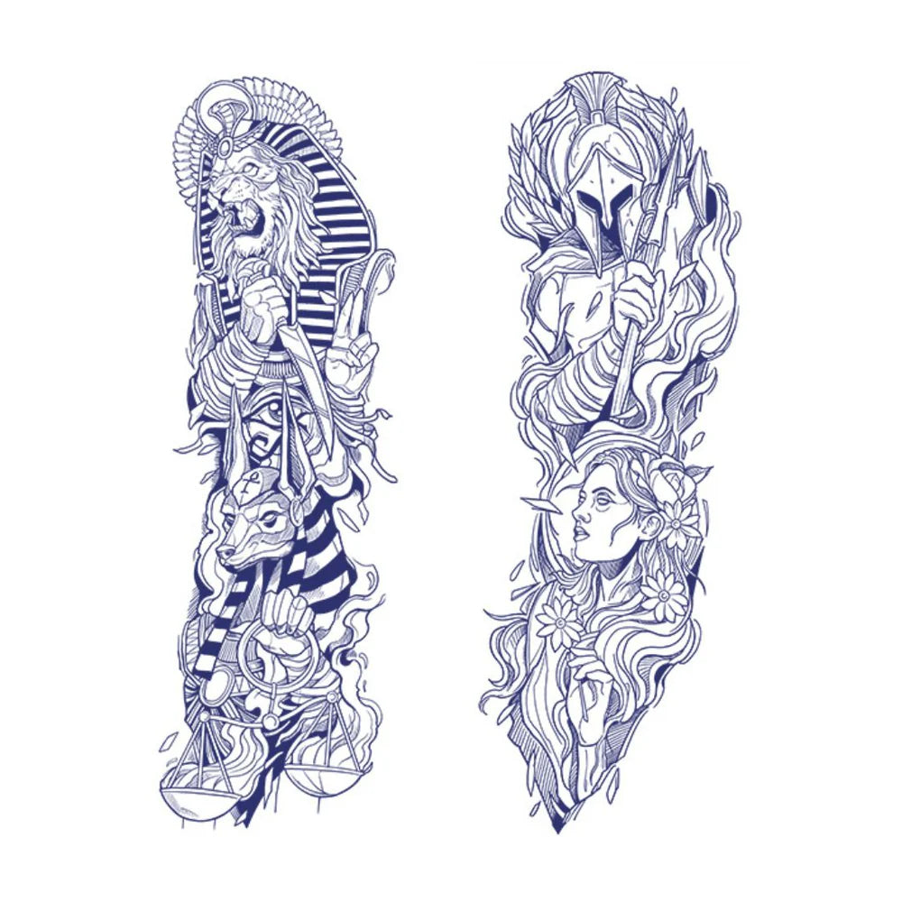 2 Blätter Ägypten Viking Halb Permanent Sleeve Tattoos 