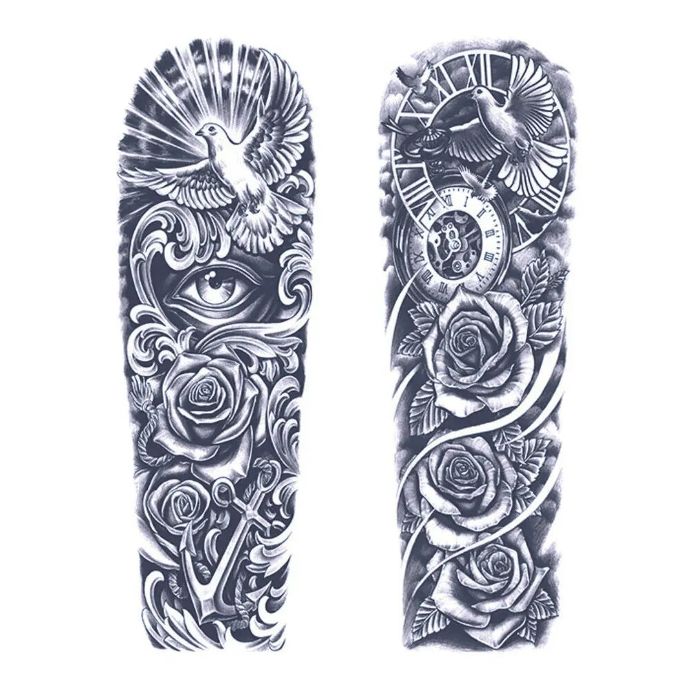 2 Sheets Pigeon Eye Rose Semi Permanent Sleeve Tattoos