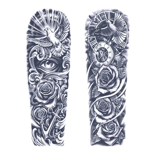 2 Sheets Pigeon Eye Rose Semi Permanent Sleeve Tattoos