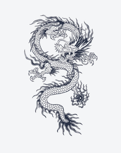 Traditional Japanese Dragon v2 Half Arm Semi Permanent Tattoos