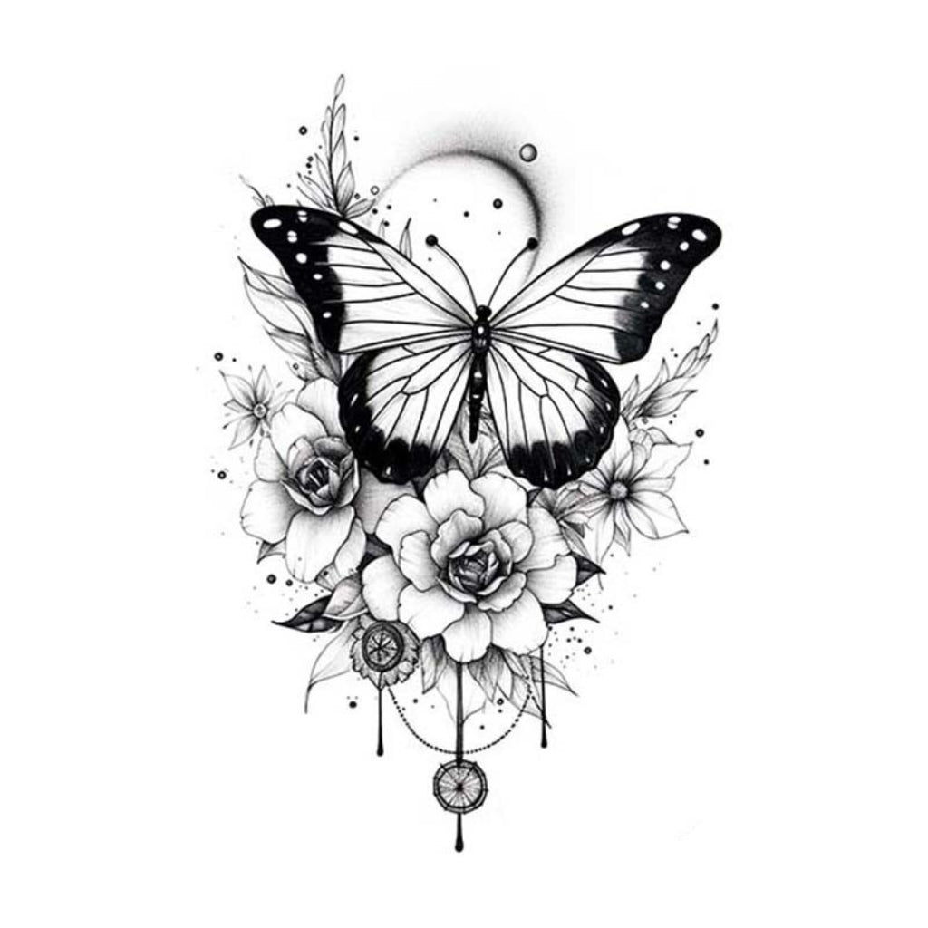 Butterfly & Blooming Flowers