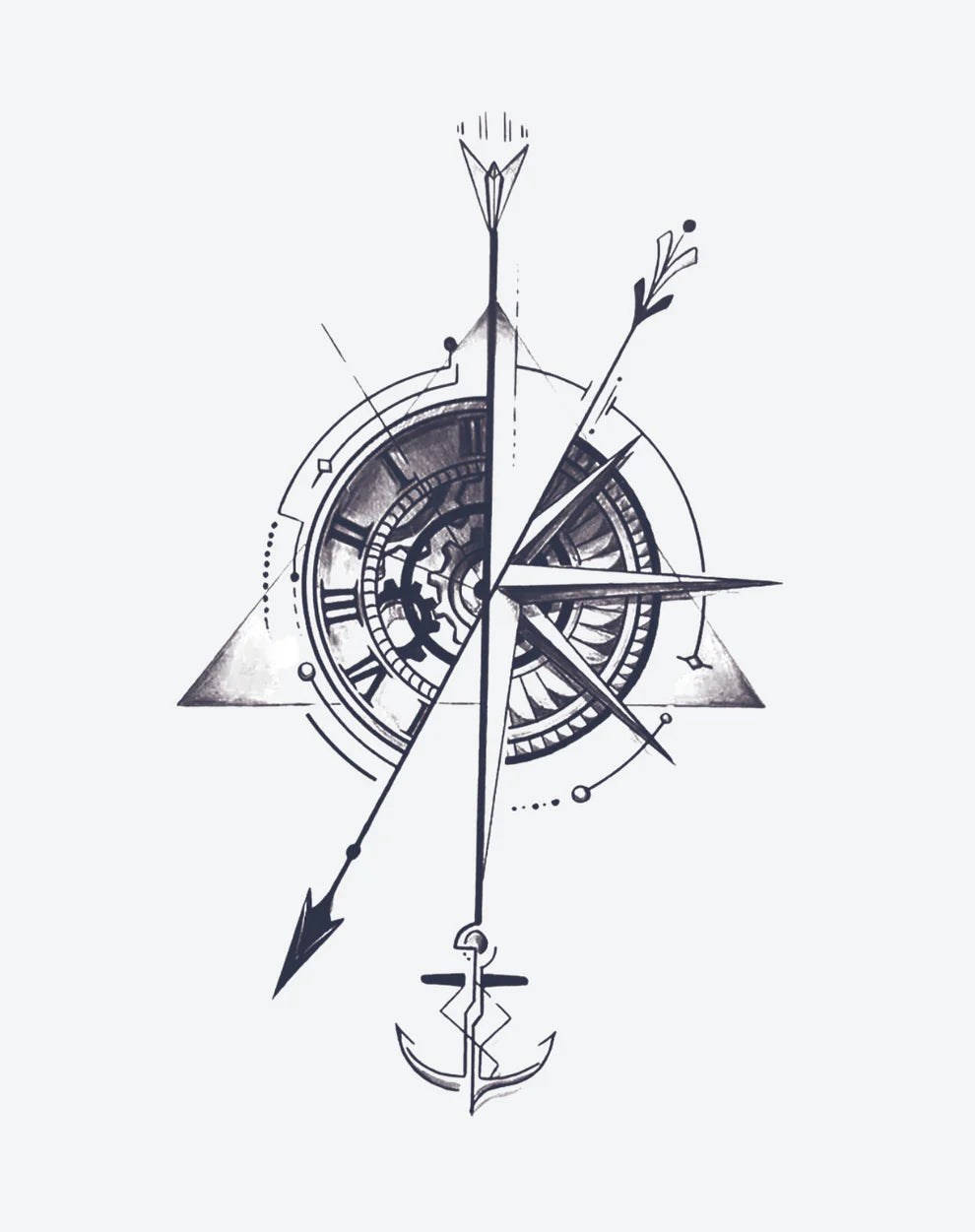 Travelers Compass Half Arm Semi Permanent Tattoos