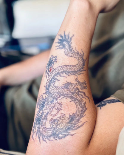 Traditional Japanese Dragon v2 Half Arm Semi Permanent Tattoos