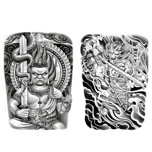 2 Sheets Swordsman Samurai Half Arm Semi Permanent Tattoos Regular price