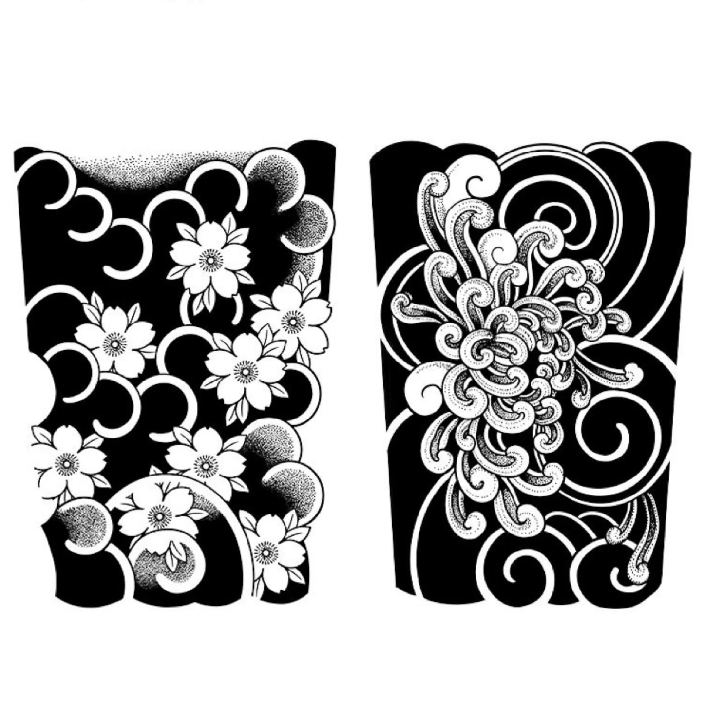 2 Sheets Flowers Wave Half Arm Semi Permanent Tattoos Regular price