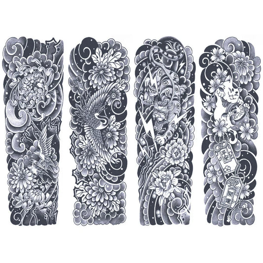 4 Blätter Kranich Glück Katze Halb Permanent Ärmel Tattoos 