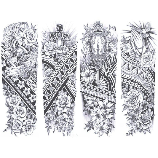 4 Blätter Diamant-Blumen-Pray Halb-permanente Ärmel-Tattoos 