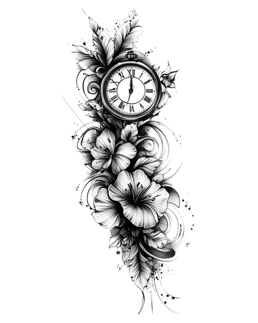 1 Blatt Blumen Taschenuhr 