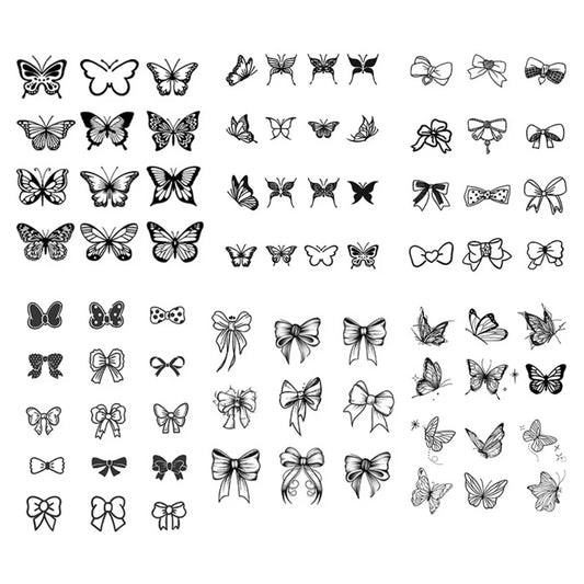 6 Blätter Schmetterling Schmetterlingsknoten Kleiner Finger Gesicht Halbpermanente Tattoos Regulärer Preis 