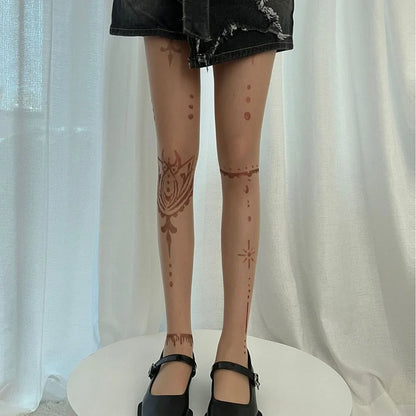 2 Pieces Tattoo Stockings Ultra Light High Elasticity Seamless Tattoo Pantyhose