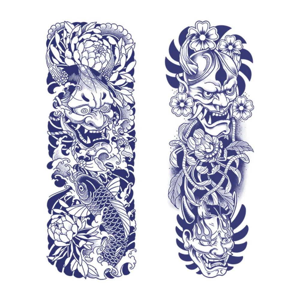 2 Blätter japanische Monsterblüten halb permanente Ärmel-Tattoos 