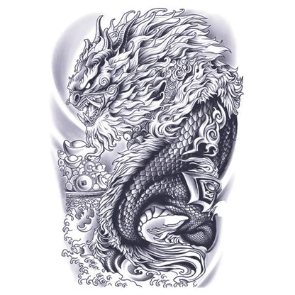 Flame Dragon Full Back Semi Permanent Tattoos