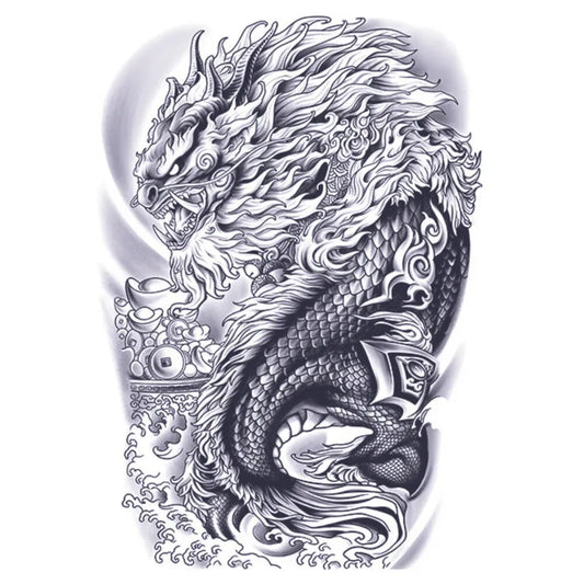 Flame Dragon Full Back Semi Permanent Tattoos