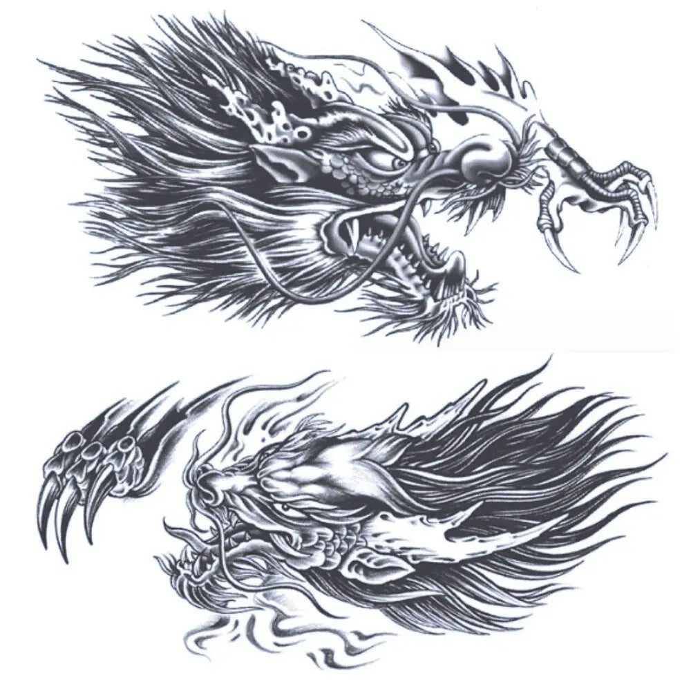 2 Sheets Dragon Chest Shoulder Semi Permanent Tattoos