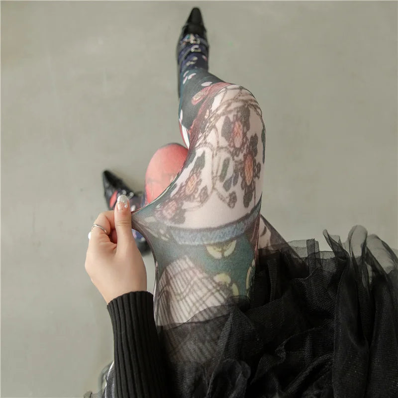 2 Pieces Tattoo Stockings Ultra Light High Elasticity Seamless Tattoo Pantyhose