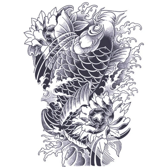 Fish Full Back Semi Permanent Tattoos