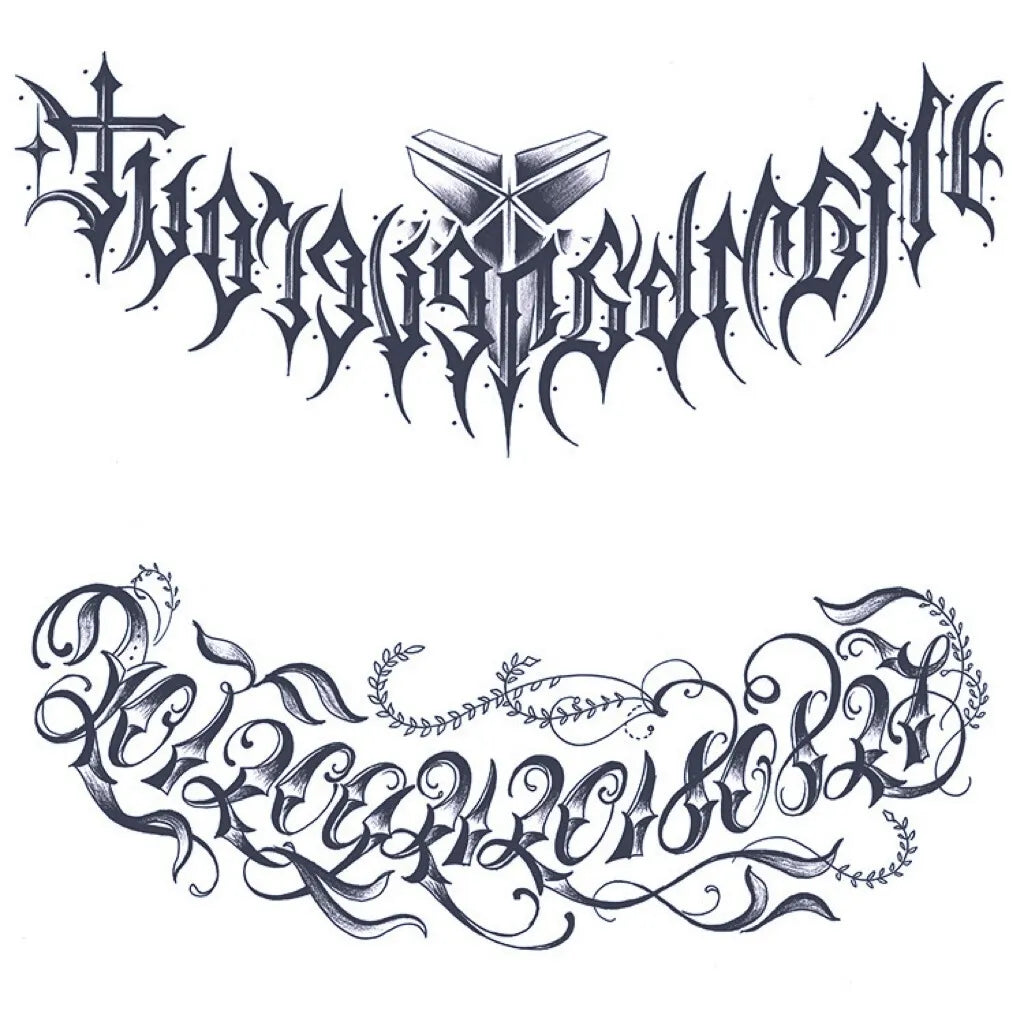 2 Sheets Letters Chest Shoulder Semi Permanent Tattoos