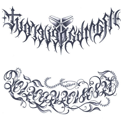 2 Sheets Letters Chest Shoulder Semi Permanent Tattoos