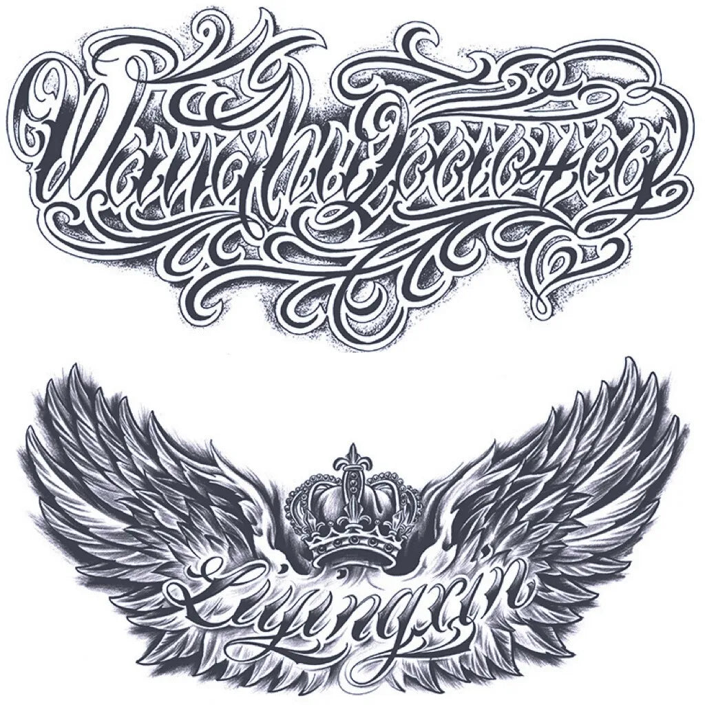 2 Sheets Crown Chest Shoulder Semi Permanent Tattoos