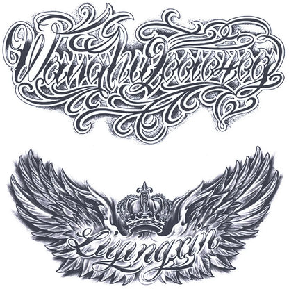 2 Sheets Crown Chest Shoulder Semi Permanent Tattoos