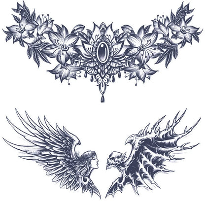 2 Sheets Beauty and the Devil Chest Shoulder Semi Permanent Tattoos