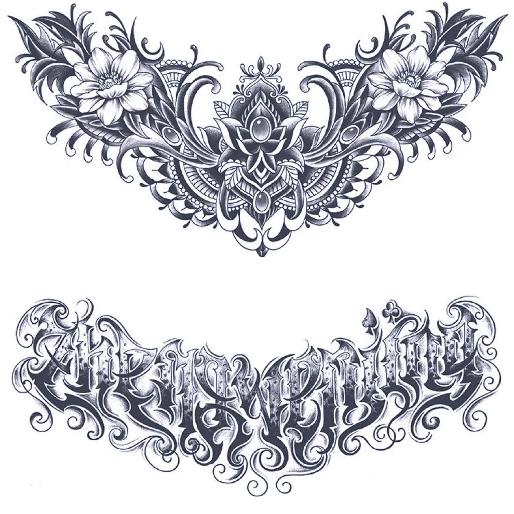 2 Blätter Edelsteinkasten Schulter Halbpermanente Tattoos 