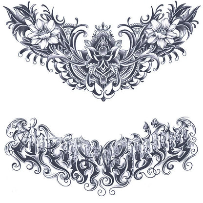 2 Blätter Edelsteinkasten Schulter Halbpermanente Tattoos 