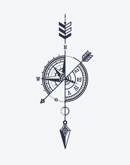 1 Sheet Traveller's Arrow Half Arm Semi Permanent Tattoos